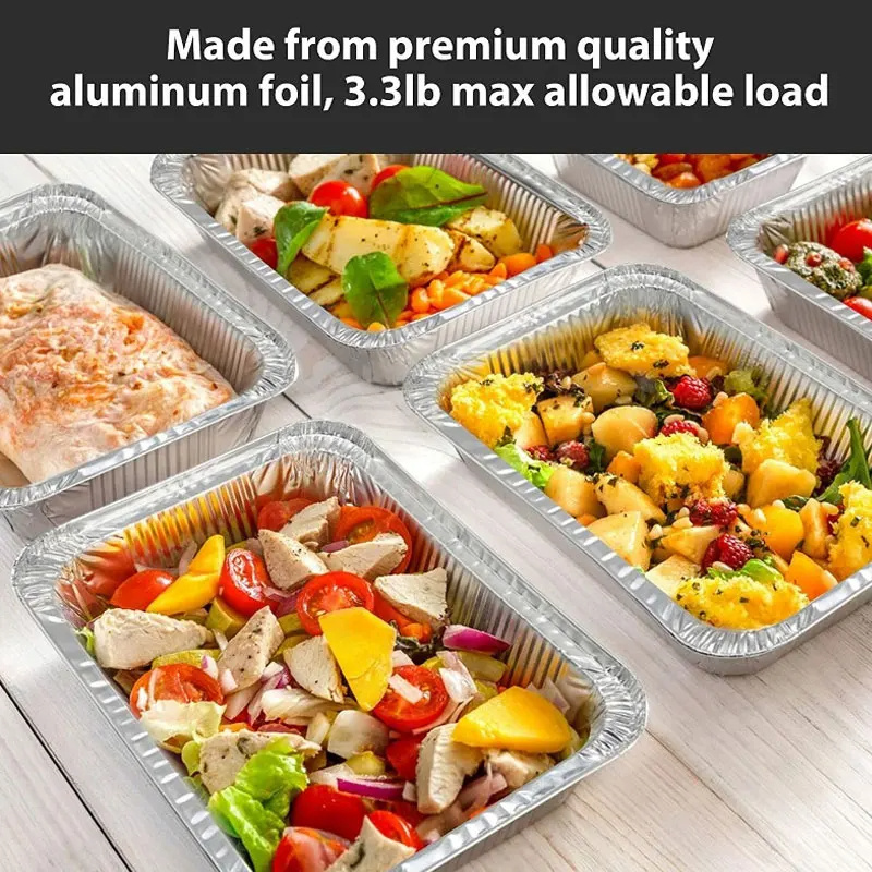 Large Disposable Fast Food Take Away Aluminium Foil Food Container with Lids for Baking