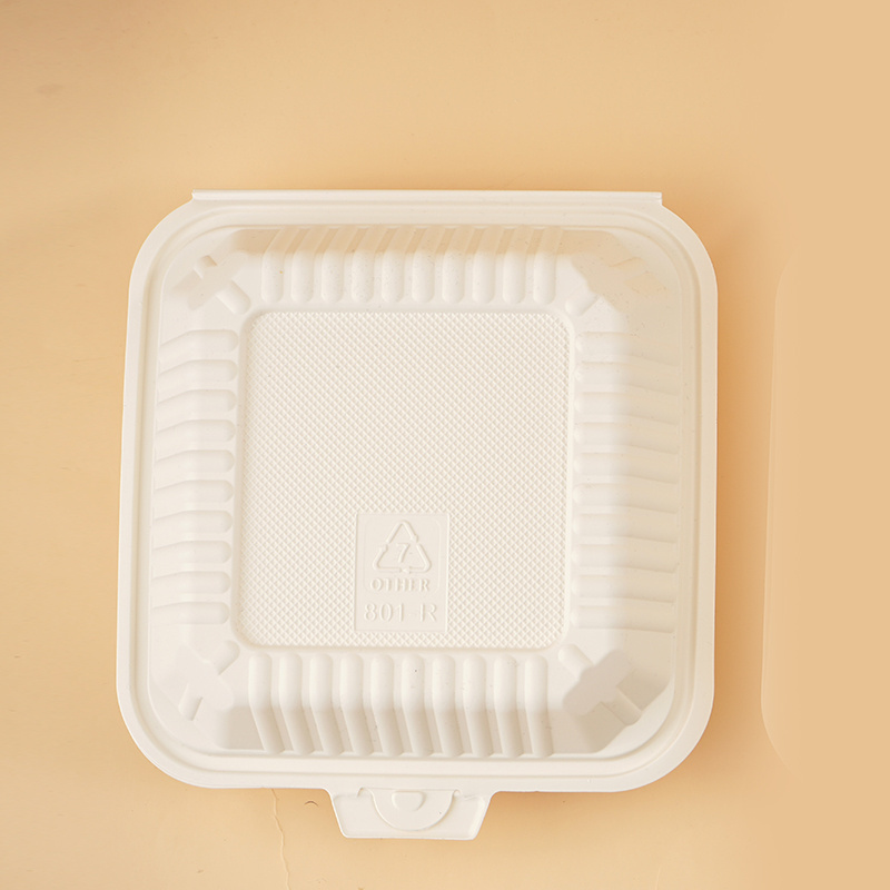 Restaurant Canteen Catering Service Rectangular Tableware Bio Based Disposable Food Box Cornstarch 3 Compartment Food Tray