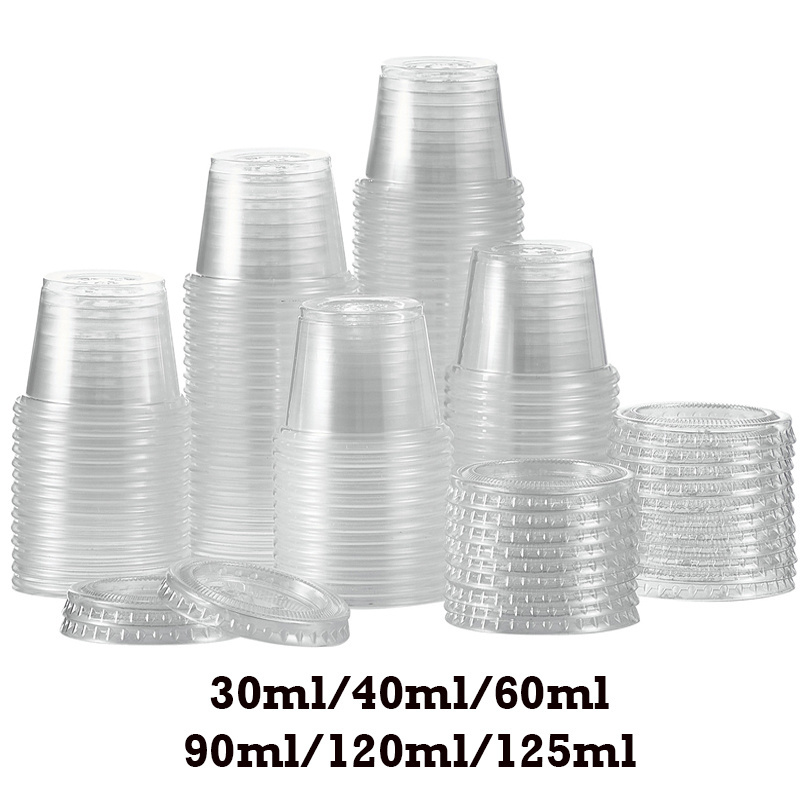 Restaurant Takeaway Custom Transparent Disposable Sauce Containers Plastic Condiment Sauce Cup with Lids