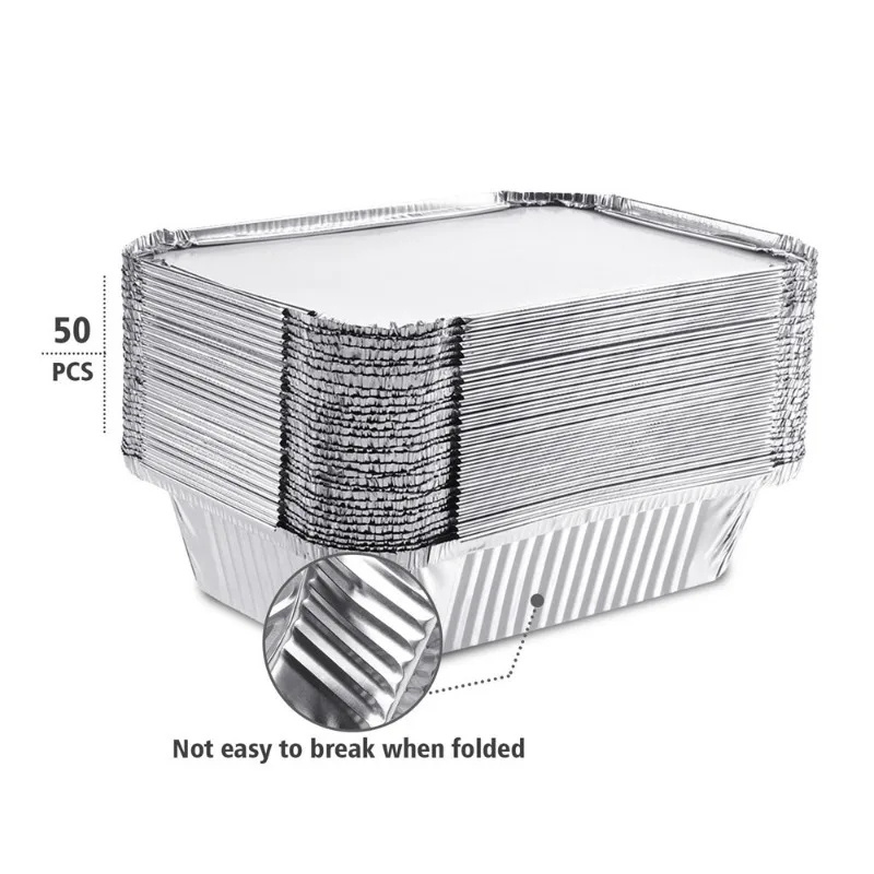 Large Disposable Fast Food Take Away Aluminium Foil Food Container with Lids for Baking