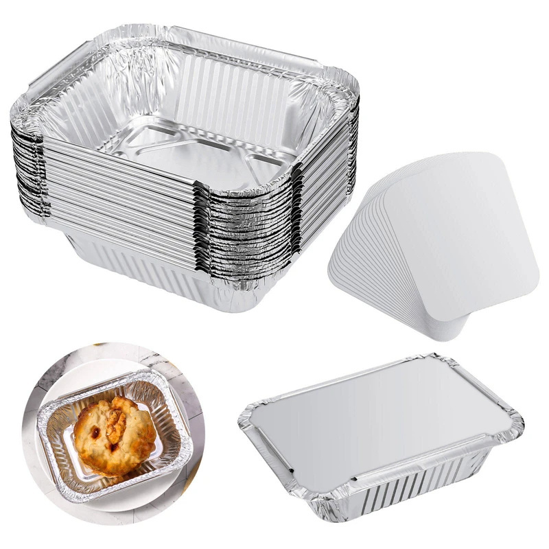 Large Disposable Fast Food Take Away Aluminium Foil Food Container with Lids for Baking