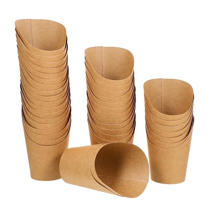 Disposable Take-out Party Baking Waffle Paper Popcorn Boxes French Fries Holder Cups Kraft Paper Cups Holder