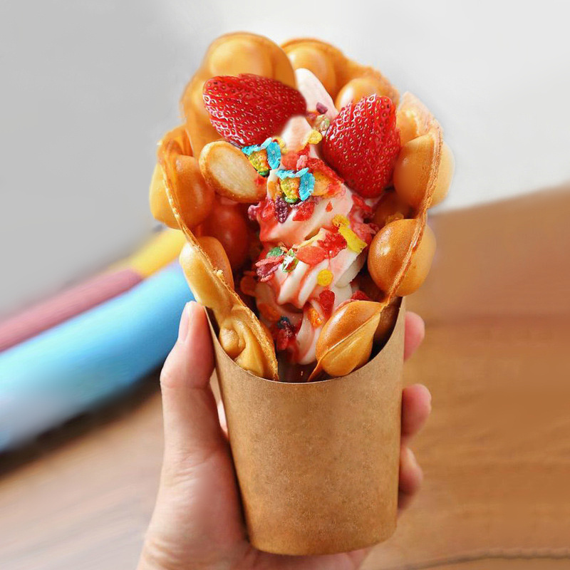 Disposable Take-out Party Baking Waffle Paper Popcorn Boxes French Fries Holder Cups Kraft Paper Cups Holder