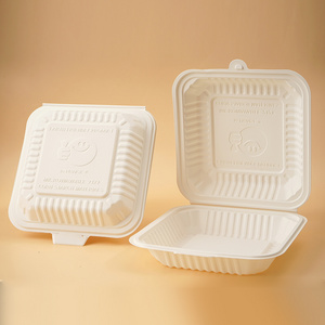 Restaurant Canteen Catering Service Rectangular Tableware Bio Based Disposable Food Box Cornstarch 3 Compartment Food Tray