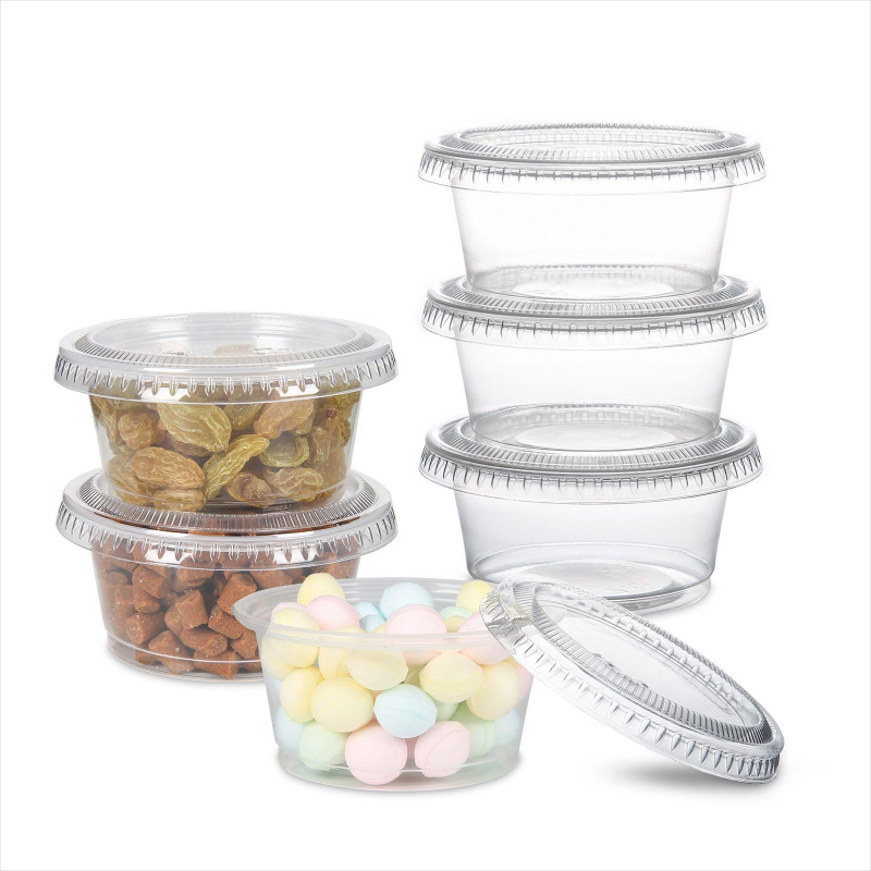 Restaurant Takeaway Custom Transparent Disposable Sauce Containers Plastic Condiment Sauce Cup with Lids