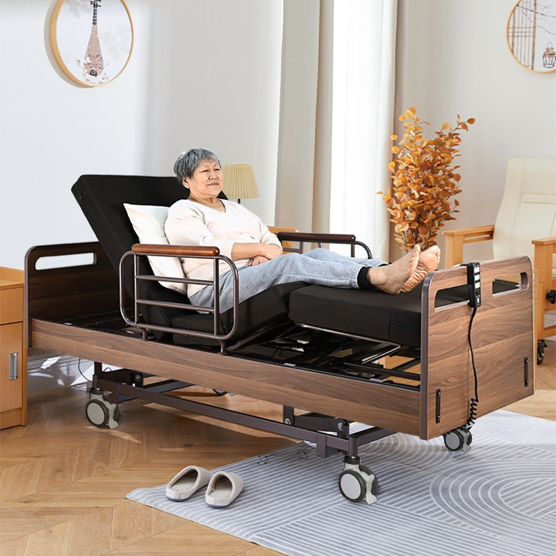 aging solid wood bed elderly people with handrails to take care of the nursing home elderly people