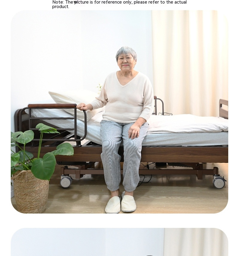 aging solid wood bed elderly people with handrails to take care of the nursing home elderly people