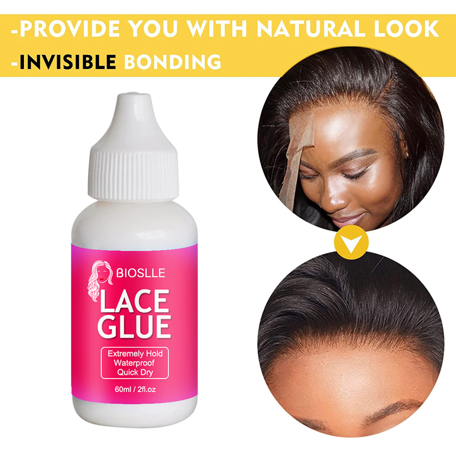 BIOSLLE Custom Wholesale 60ml Super Hold Waterproof Wig Bonding Glue Invisible Adhesive Glue For Lace Wig/Toupee/Hair Extension