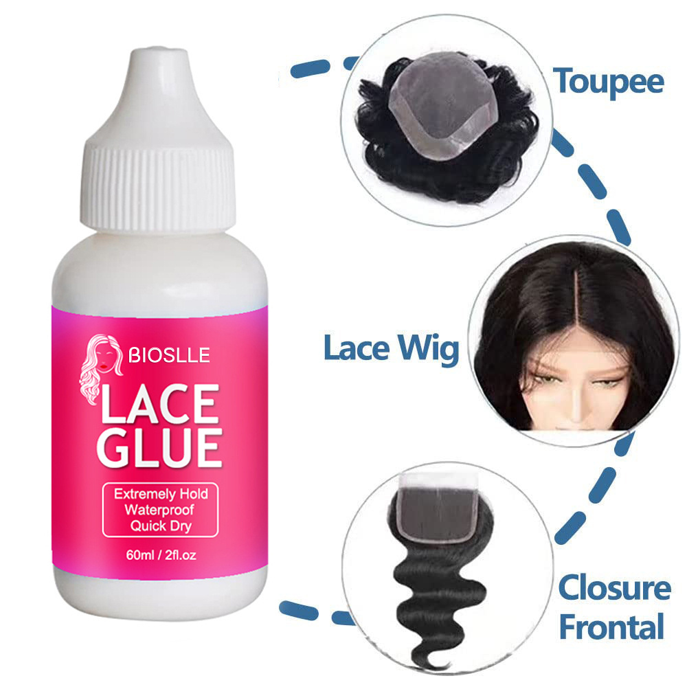 BIOSLLE Custom Wholesale 60ml Super Hold Waterproof Wig Bonding Glue Invisible Adhesive Glue For Lace Wig/Toupee/Hair Extension