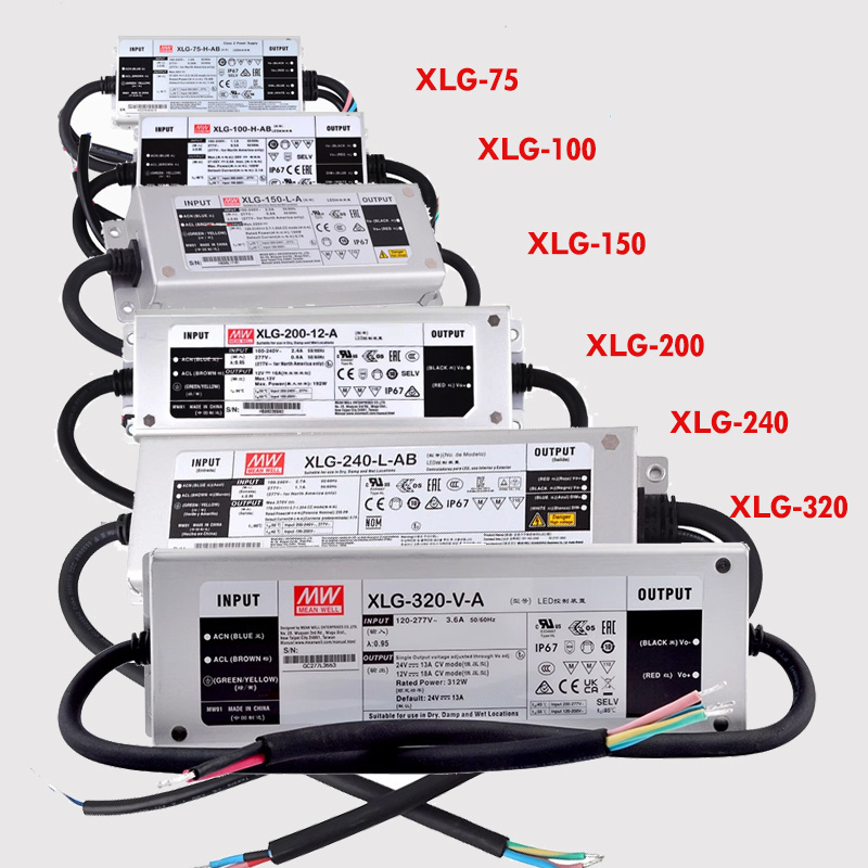 XLG-150-H-A Mean Well 150W constant power LED water proof constant current driver with a rainproof switch power supply