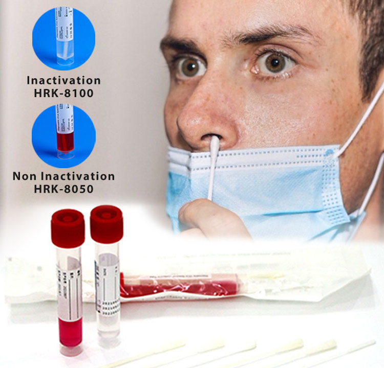 High Quaily VTM Media Test Kit 8cm Breakpoint PP+Nylon Nasal Swab 2ml Non--Inactivated VTM Kit