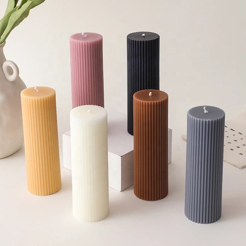 Custom LOGO Creative Festive Hotel Smoke-Free Handmade Paraffin High-Grade Cylindrical Candle Scented Thick Color Pillar Candles