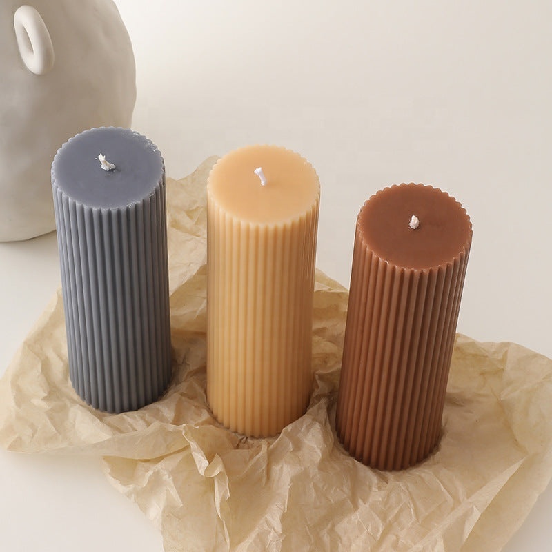 Custom LOGO Creative Festive Hotel Smoke-Free Handmade Paraffin High-Grade Cylindrical Candle Scented Thick Color Pillar Candles