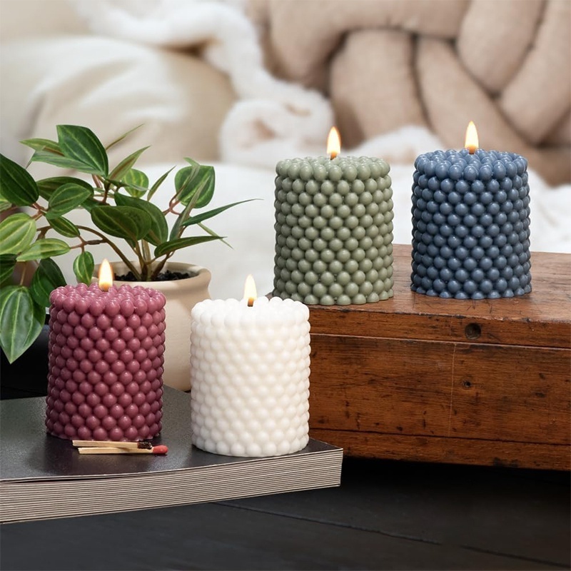 Aesthetic Trendy Colored Funky Candles Unscented Bubble Candles Aesthetic 25-Hr Burn Time Pillar Candle