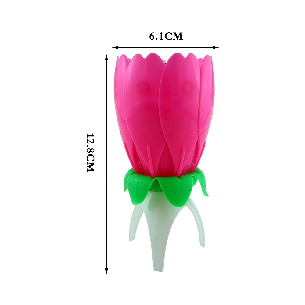 magic lotus music happy birthday candle wholesale  Multi-Colors Sparkling Spinning Musical Birthday Cake Flower Candle