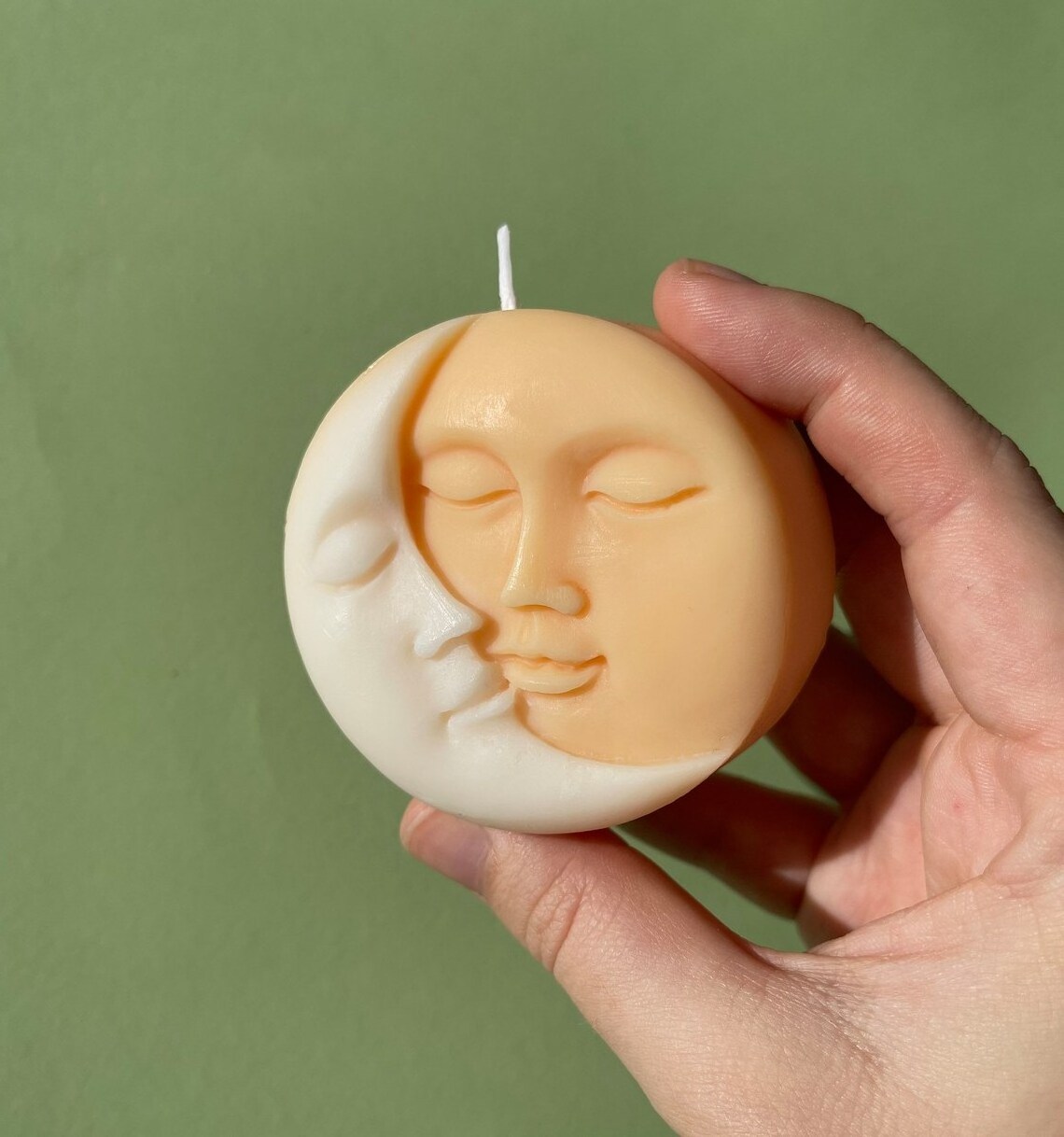 Valentine's Day Custom Abstract Moon and Sun Face Art Soy Wax Candle for Home Decor Photo Human face moon sun candle