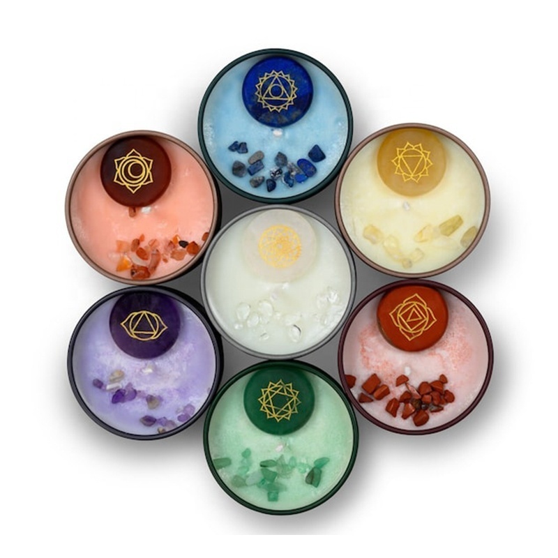 Wholesale Gift 7 Days Tealight Candle Aromatherapy Healing Manifestation Spiritual Crystal Chakra Candle