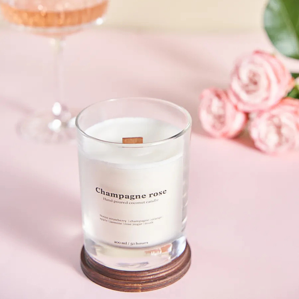 Champagne Rose Fragence Rituals Scented Candle Organic Rose Personalized Scent Candle