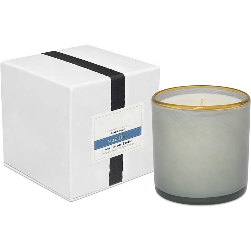 wholesale luxury custom private label clear Personalized Decorative Packing glass candle holder scented soy wax candles with lid