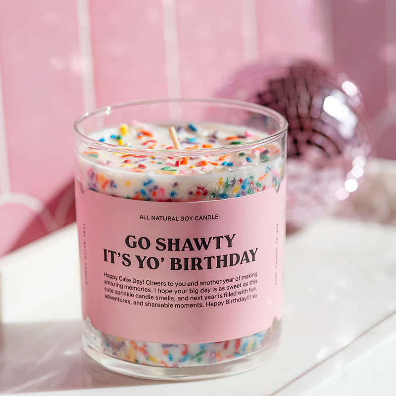 KSL OEM Customized Sugar Needles Natural Soy Wax Scented Candles Party Favors Sprinkles Happy Birthday Cake Soy Scented Candle