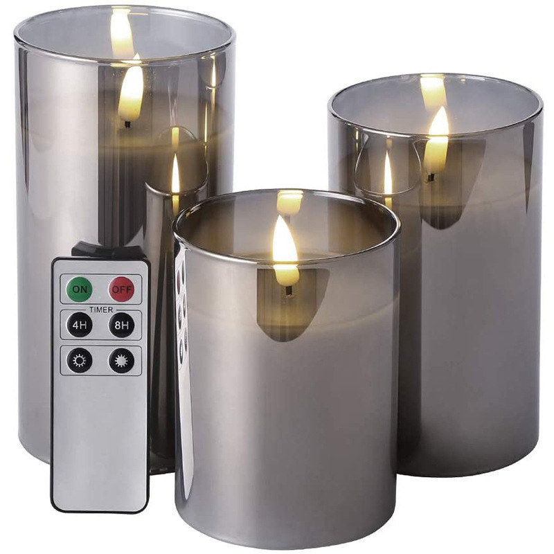 LED color changing candles with 18 keys flameless remote control 3d real flame battery operated remote control glass led candle