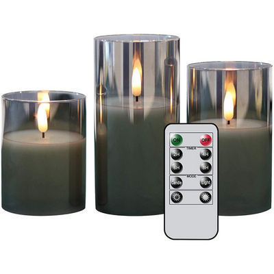 LED color changing candles with 18 keys flameless remote control 3d real flame battery operated remote control glass led candle