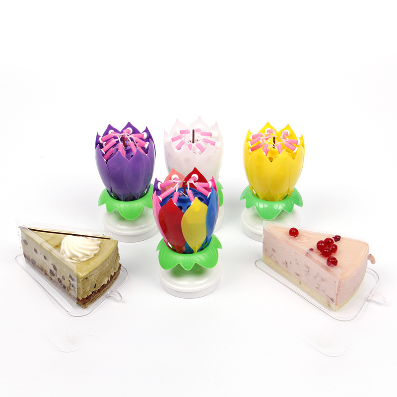 wholesale magic colorful  rotating lotus music birthday candle Flowering Rotating Fireworks Musical Singing Candle