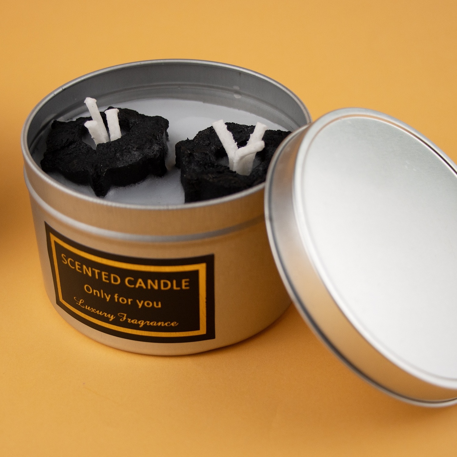 Wholesale Charcoal Wax Core  Smokeless BBQ 3 Wick Tin Can Scented Brazier Natural Soy Wax portable campfire Candle