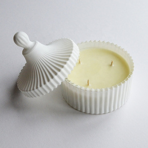 Nordic white simple matte straight yurt ceramic candle jar aromatherapy stove container large decoration scented candles