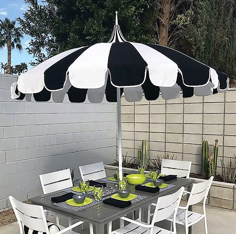 Custom Wholesale Outdoor Large Pagoda California Umbrella 8.5 Foot, Luxury Round Market Poolside Patio Beach Resort Sun Parasol