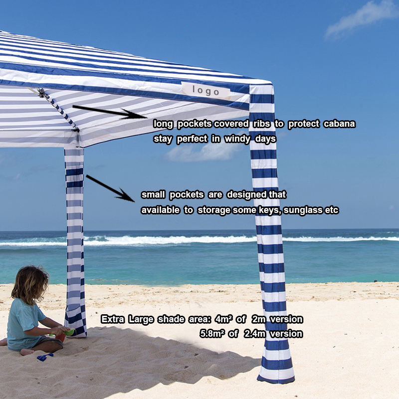 BR Custom 6ft 8ft Premium Portable Aluminum Pole Outdoor M XL Beach Shade Cool Cabana Tent, Outdoor Picnic Camping Sun Umbrella