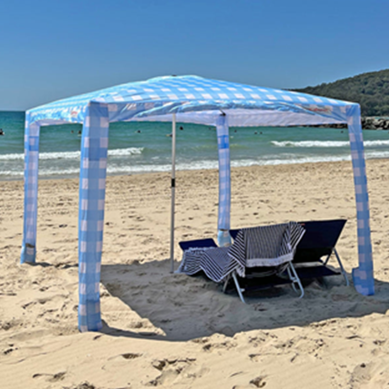 Customize Logo M XL Foldable Cool Beach Cabanas, Outdoor Large Portable Aluminum Travel Camping Park Sun Shade Umbrella Tent