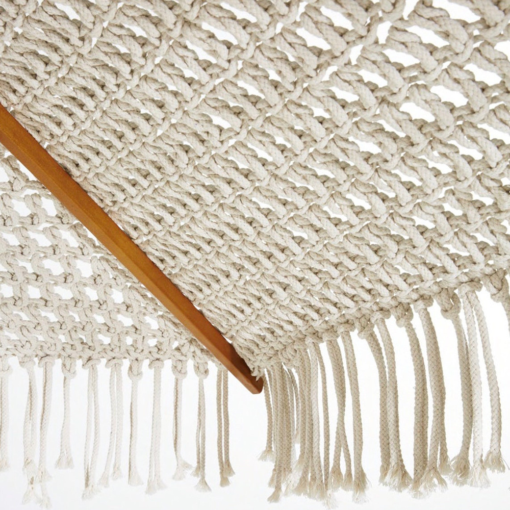 2.5M Luxury Cotton Rope Crochet Handmade Macrame Crochet Beach Umbrella with Fringes, Beautiful Boho Decor Beige Garden Parasol