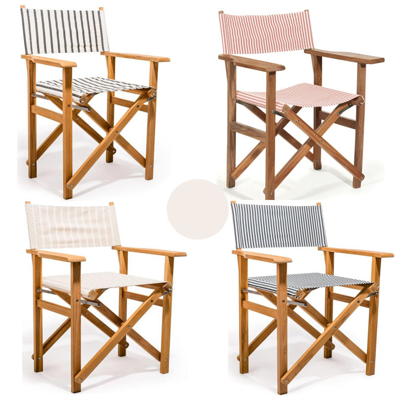 Custom Europe USA Australia Extra Wide Outdoor Premium Canvas Folding Wooden Frame Patio Restaurant Directors Chairs for Tables