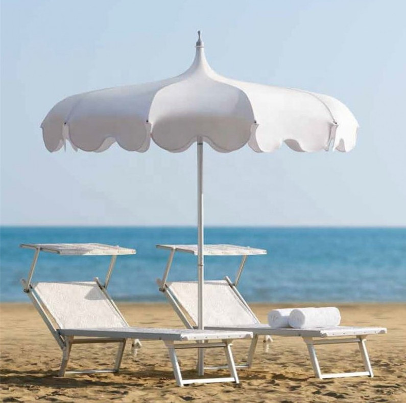 BR Outdoor Extra Large Pagoda Beach Patio Umbrella 7ft 8ft 8.5ft, Sun Protection Aluminum Poolside Yard Big parasols for Table