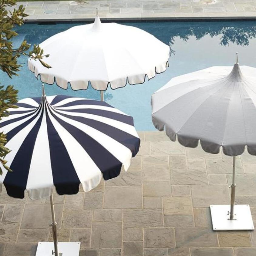 BR Outdoor Extra Large Pagoda Beach Patio Umbrella 7ft 8ft 8.5ft, Sun Protection Aluminum Poolside Yard Big parasols for Table