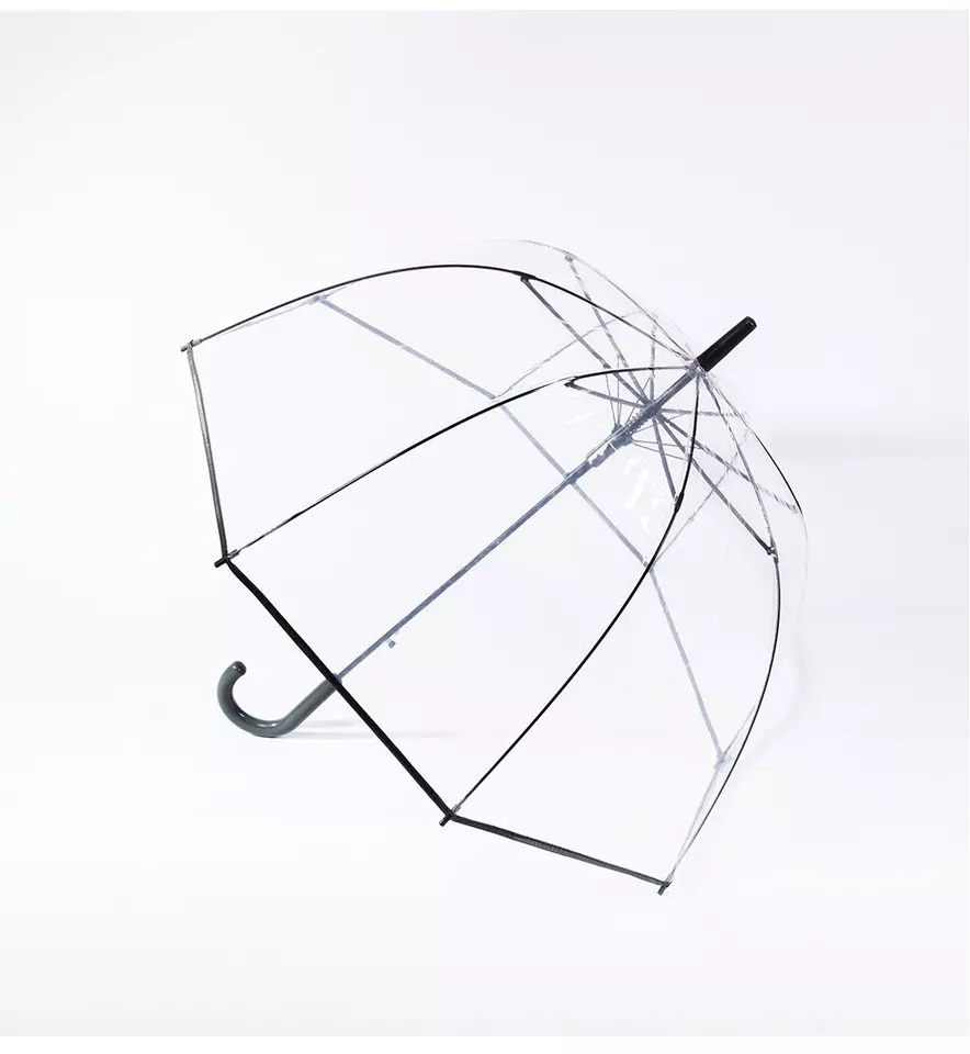 Customized Logo Promotion Gifts Transparent Brand Printed Clear Apollo PVC POE Transparent Dome Straight Vinyl Rain Umbrella