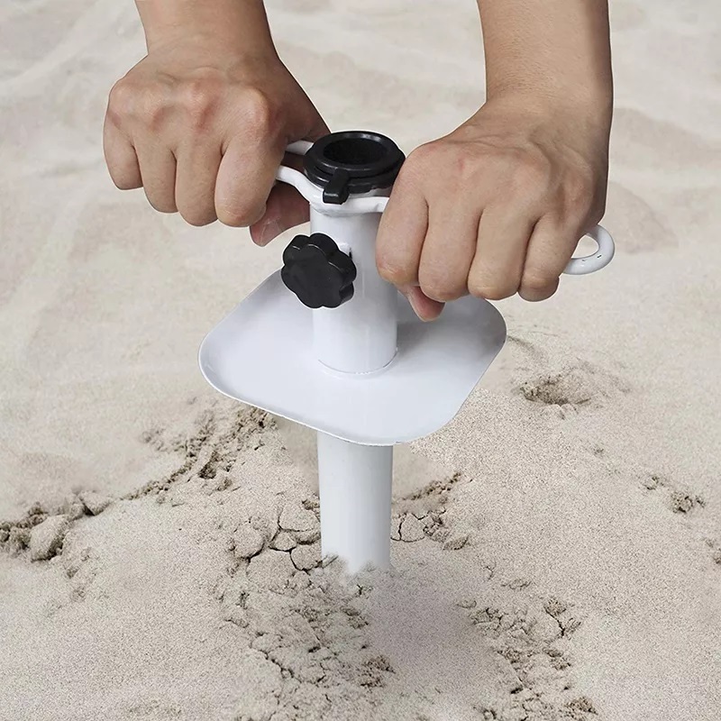 2022  Furniture Wholesale outdoor parasol base parts stand adjustable beach umbrella metal sand anchor kit accessories