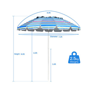 Cheap Custom Print Giant Vented Portable Outdoor Patio Parasols Sun Beach Umbrella w Foldable Aluminum Steel Pole Sand Anchor