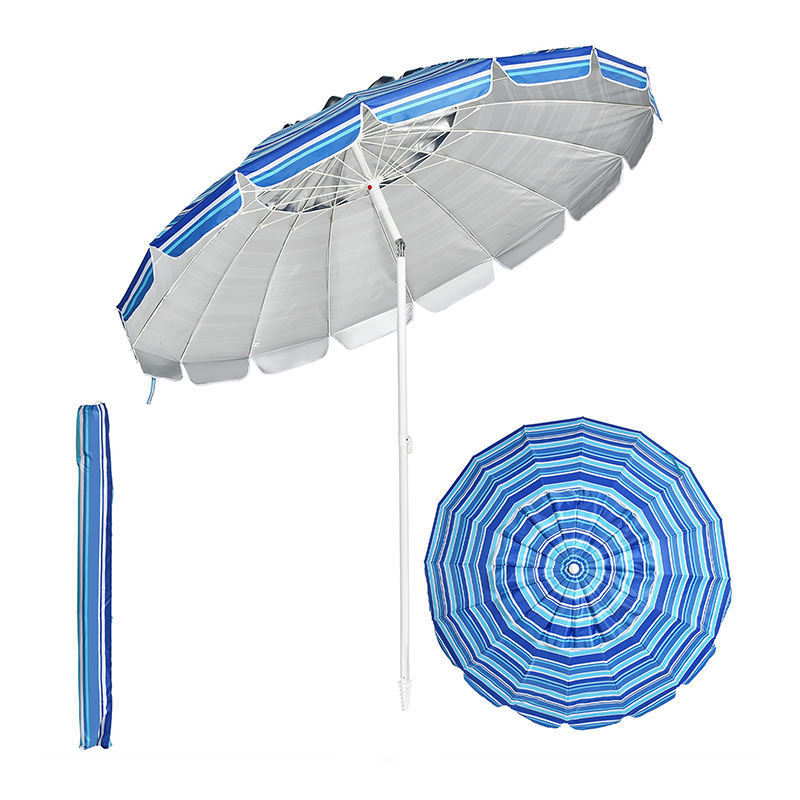 Cheap Custom Print Giant Vented Portable Outdoor Patio Parasols Sun Beach Umbrella w Foldable Aluminum Steel Pole Sand Anchor