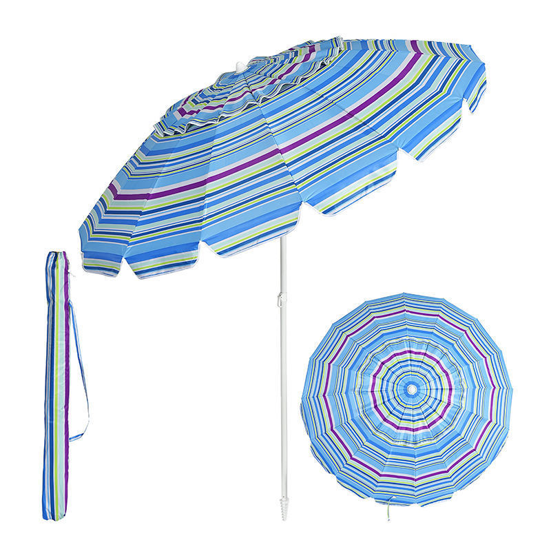 Cheap Custom Print Giant Vented Portable Outdoor Patio Parasols Sun Beach Umbrella w Foldable Aluminum Steel Pole Sand Anchor