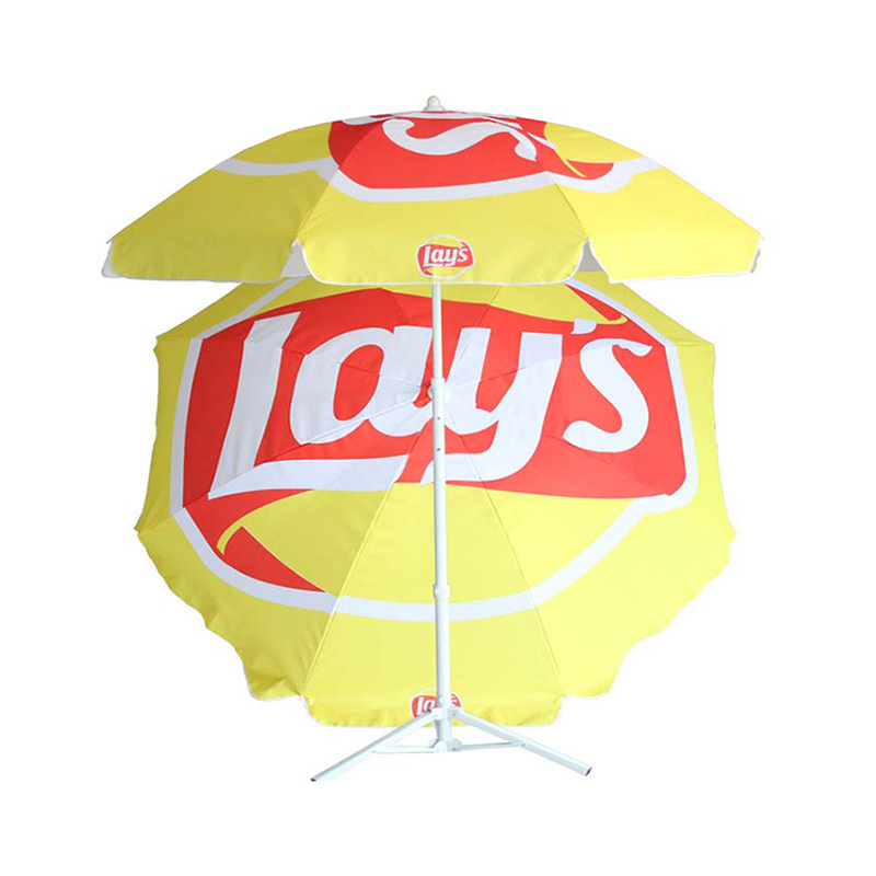 OEM Cheap customizable size advertising polyester beach umbrellas outdoor market big beach umbrella logo printed waterproof