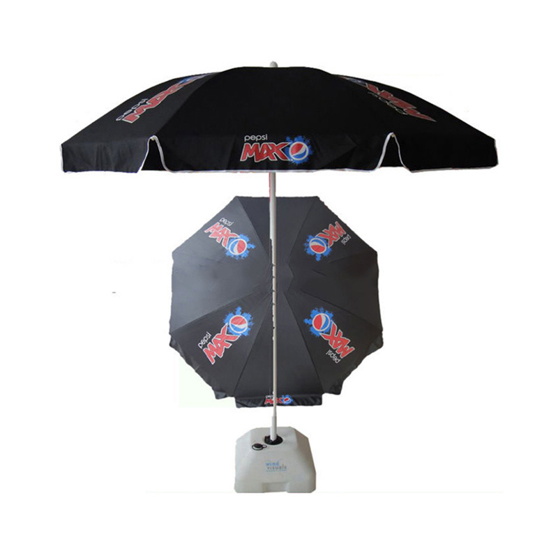 OEM Cheap customizable size advertising polyester beach umbrellas outdoor market big beach umbrella logo printed waterproof