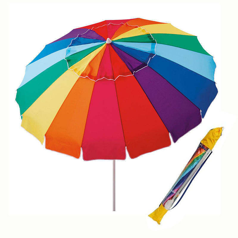 UV50+ Protected Fiberglass Aluminum Pole Double Vented Top Tilt Sun Beach Umbrella With Sand Anchor Carry Bag