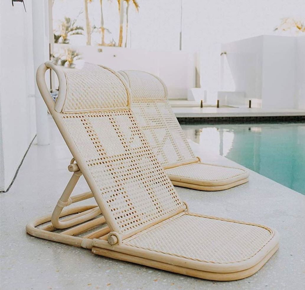 Australia Customizable Outdoor Adjustable Portable Reclining Folding Wicker Lounge Beach Rattan Chair for Swimming Pool Sun Beds