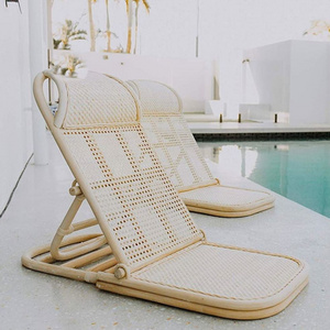 Australia Customizable Outdoor Adjustable Portable Reclining Folding Wicker Lounge Beach Rattan Chair for Swimming Pool Sun Beds