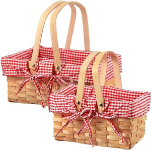 Vintage rattan wicker food basket Easter Christmas picnic  Candy basket Eco-friendly shopping basket