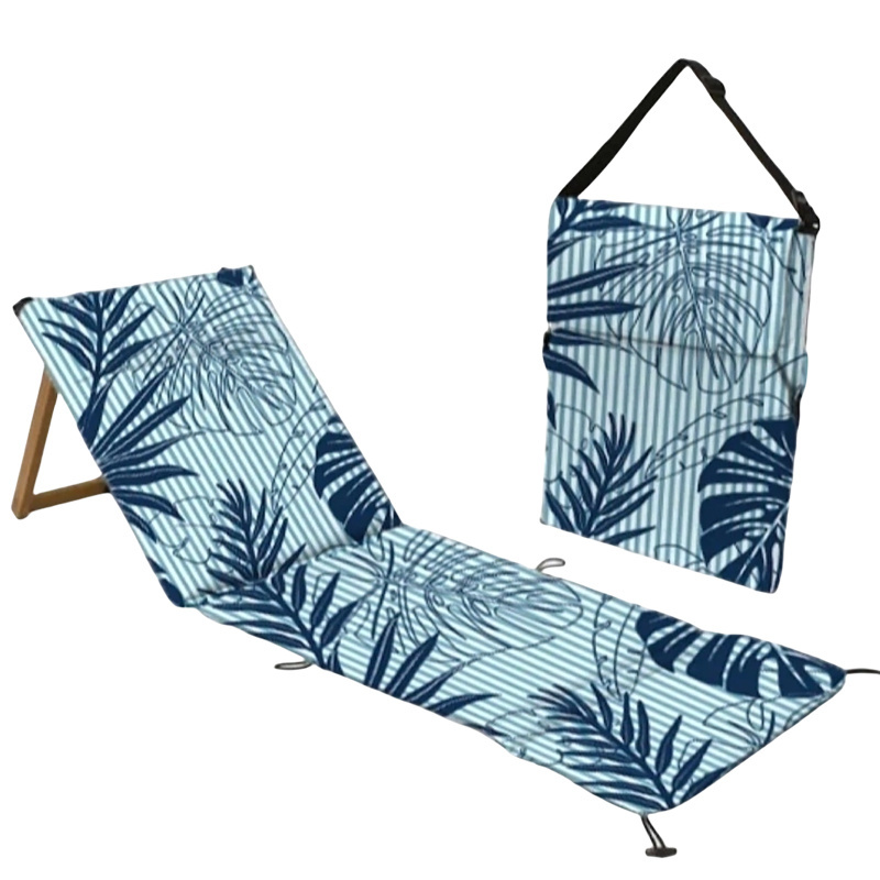 Custom Outdoor Folding Wooden Beach Mat Lounge Chairs, Adjustable Portable Sand Lawn Camping Picnic Reclining Seat Sun Lounger