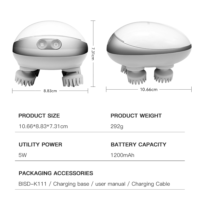 Portable Electric Scalp Vibrating Head Massager With 4 Massage Heads Waterproof Ipx7 Mini Head Octopus Massager Device