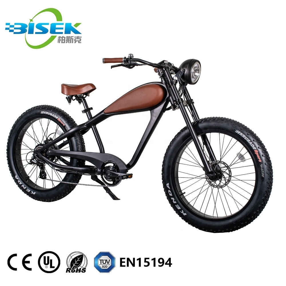 retro beach cruiser bicycle Bisek fat tire leopard vintage electric bike 250w ev retro beach cruiser